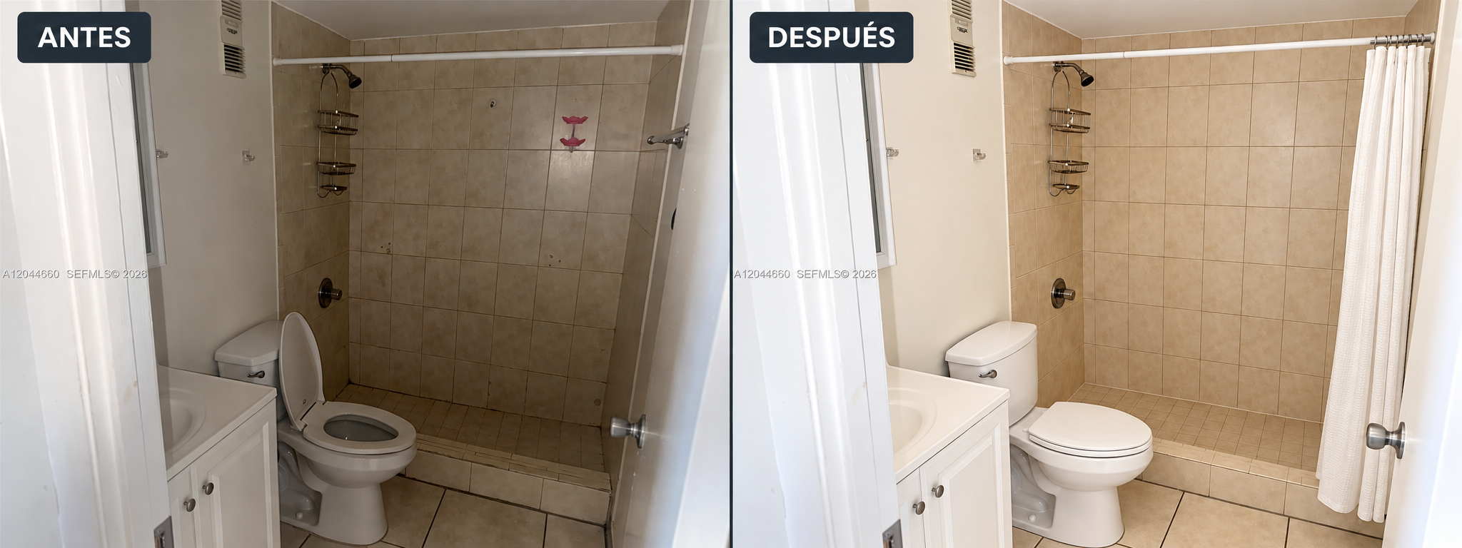 Before and after: a clean, neatly presented bathroom creates a stronger impression of care.